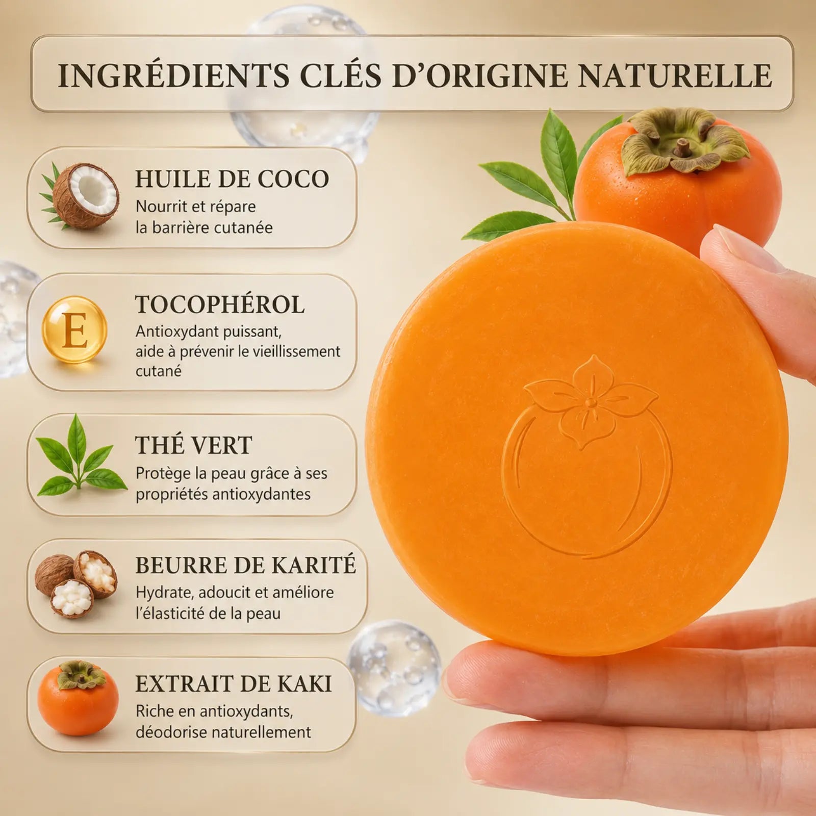 Savon Corps au Kaki – Peau Douce & Lumineuse • OFFERT